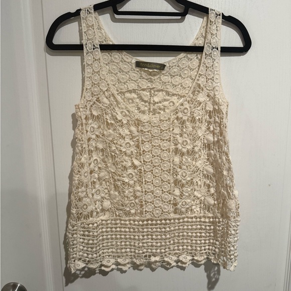 finn & clover Tops - finn & clover Cream Crochet Tank Top